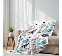 DERUINVAIO Lightweight Fleece Throw Blanket 130x150cm space Space doodle Seamless Fluffy Couch Bed Sofas Washable All Season Blankets and Throws for Boys Girls Dog Cat