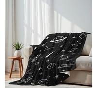 DERUINVAIO Lightweight Fleece Throw Blanket 130x150cm Space star seamless Hand drawn doodle sketch line style Fluffy Couch Bed Sofas Washable All Season Blankets and Throws for Boys Girls Dog Cat