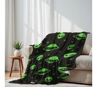 DERUINVAIO Lightweight Fleece Throw Blanket 130x150cm Ufo Galaxy Fluffy Couch Bed Sofas Washable All Season Blankets and Throws for Boys Girls Dog Cat