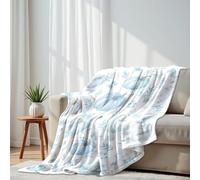 DERUINVAIO Lightweight Fleece Throw Blanket 150x200cm Blue White Watercolor Pumpkin Leaves Berries Fluffy Couch Bed Sofas Washable All Season Blankets and Throws for Boys Girls Dog Cat