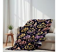 DERUINVAIO Lightweight Fleece Throw Blanket 150x200cm bright burning smiling Halloween pumpkins burning Fluffy Couch Bed Sofas Washable All Season Blankets and Throws for Boys Girls Dog Cat