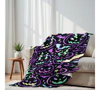 DERUINVAIO Lightweight Fleece Throw Blanket 150x200cm Seamless Halloween smiling evil pumpkins bats Fluffy Couch Bed Sofas Washable All Season Blankets and Throws for Boys Girls Dog Cat