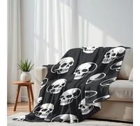 DERUINVAIO Lightweight Fleece Throw Blanket 150x200cm Seamless skulls sinister smiling skulls retro style Fluffy Couch Bed Sofas Washable All Season Blankets and Throws for Boys Girls Dog Cat