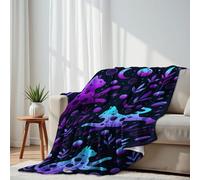 DERUINVAIO Lightweight Fleece Throw Blanket 150x200cm Space Seamless boho cat moon Magic print Fluffy Couch Bed Sofas Washable All Season Blankets and Throws for Boys Girls Dog Cat