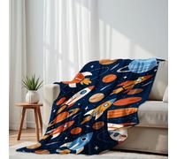 DERUINVAIO Lightweight Fleece Throw Blanket 150x200cm Spacecraft solar system planet seamless Galaxy space cosmic Fluffy Couch Bed Sofas Washable All Season Blankets and Throws for Boys Girls Dog Cat