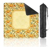 DERUINVAIO Mahjong Mat 80x80cm Autumn Pumpkin Floral Empty Center Frame Mah Jong Set Game Table Cloth Noise Reduction Non-Slip Portable Table Cover for Card Poker Board Tiles Games