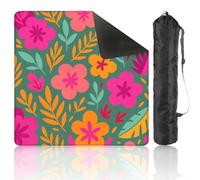 DERUINVAIO Mahjong Mat 80x80cm Colorful hibiscus flower tropical leaf seamless design for Mah Jong Set Game Table Cloth Noise Reduction Non-Slip Portable Table Cover for Card Poker Board Tiles Games