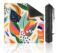 DERUINVAIO Mahjong Mat 80x80cm Modern exotic floral jungle Collage contemporary Mah Jong Set Game Table Cloth Noise Reduction Non-Slip Portable Table Cover for Card Poker Board Tiles Games