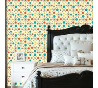 DERUINVAIO Peel and Stick Wallpaper Mid Century Fifties Modern Atomic Retro Colors Seamless Part Removable Wallpaper Contact Paper for Living Room Bedroom Bathroom Kitchen Countertop 60cm x 300cm