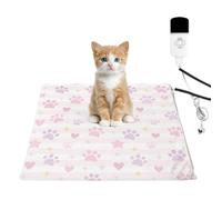 DERUINVAIO Pet Heating Pad 45x45cm Cute Pastel Paw Prints Cat Dog Heated Warming Bed 9 Level Temperature & 4 Timer Waterproof Chew-Resistant Washable Covers Heat Pads Mat Gifts for Women Cats Lovers