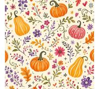 DERUINVAIO Self Adhesive Feature Removable Autumn Pumpkin Floral Vibrant Fall Peel and Stick Vinyl Wallpaper Roll, Sticky Lining Paper for Bedroom, Living Room, Kitchen Walls