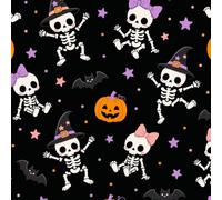 DERUINVAIO Self Adhesive Feature Removable Cute Skeletons Halloween Pumpkins Bats Peel and Stick Vinyl Wallpaper Roll, Sticky Lining Paper for Bedroom, Living Room, Kitchen Walls