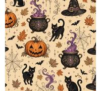 DERUINVAIO Self Adhesive Feature Removable Halloween Pumpkin Black Cat Peel and Stick Vinyl Wallpaper Roll, Sticky Lining Paper for Bedroom, Living Room, Kitchen Walls