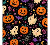 DERUINVAIO Self Adhesive Feature Removable Halloween Pumpkins Ghosts Bats Peel and Stick Vinyl Wallpaper Roll, Sticky Lining Paper for Bedroom, Living Room, Kitchen Walls
