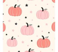 DERUINVAIO Self Adhesive Feature Removable Pumpkin Star Pink Orange Gourds Cream Peel and Stick Vinyl Wallpaper Roll, Sticky Lining Paper for Bedroom, Living Room, Kitchen Walls