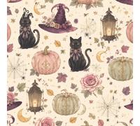 DERUINVAIO Self Adhesive Feature Removable Vintage Halloween Black Cats Peel and Stick Vinyl Wallpaper Roll, Sticky Lining Paper for Bedroom, Living Room, Kitchen Walls