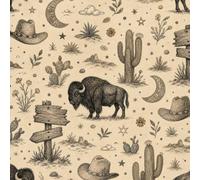 DERUINVAIO Self Adhesive Feature Removable Vintage Western Buffalo Cactus Cowboy Peel and Stick Vinyl Wallpaper Roll, Sticky Lining Paper for Bedroom, Living Room, Kitchen Walls