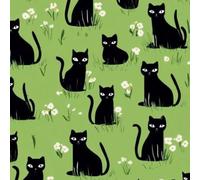 DERUINVAIO Self Adhesive Feature Removable Whimsical Black Cat Seamless Peel and Stick Vinyl Wallpaper Roll, Sticky Lining Paper for Bedroom, Living Room, Kitchen Walls