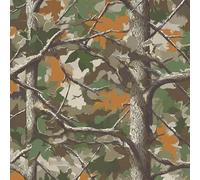 DERUINVAIO Self Adhesive Feature Removable Woodland Camouflage Tree Branches Autumn Leaves Green Brown Peel and Stick Vinyl Wallpaper Roll, Sticky Lining Paper for Bedroom, Living Room, Kitchen Walls