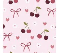 DERUINVAIO Self Adhesive Peel and Stick Wallpaper 45x300cm Cherry Bow Flower Seamless Wall Paper Roll Waterproof Removable Contact Paper Vinyl Wrap for Furniture Living Room