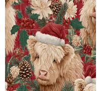 DERUINVAIO Self Adhesive Peel and Stick Wallpaper 45x300cm Festive Highland Cows Christmas Holly Snowflakes Wall Paper Roll Waterproof Removable Contact Paper Vinyl Wrap for Furniture Living Room