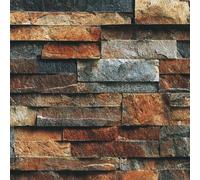 DERUINVAIO Self Adhesive Peel and Stick Wallpaper 45x300cm Textured Stone Wall Warm Earthy Tones Natural Layers Wall Paper Roll Waterproof Removable Contact Paper Vinyl Wrap for Furniture Living Room