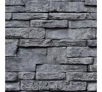 DERUINVAIO Self Adhesive Peel and Stick Wallpaper 58x300cm Dark Gray Stone Wall Swirl Carvings Textured Blocks Wall Paper Roll Waterproof Removable Contact Paper Vinyl Wrap for Furniture Living Room