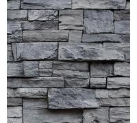 DERUINVAIO Self Adhesive Peel and Stick Wallpaper 58x300cm Gray Stone Wall Rough Texture Geometric Arrangement Wall Paper Roll Waterproof Removable Contact Paper Vinyl Wrap for Furniture Living Room