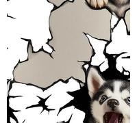 DERUINVAIO Self Adhesive Peel and Stick Wallpaper 58x300cm Siberian Husky Puppies Breaking Cracked Wall Design Wall Paper Roll Waterproof Removable Contact Paper Vinyl Wrap for Furniture Living Room