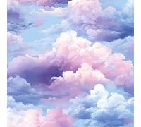 DERUINVAIO Self Adhesive Peel and Stick Wallpaper 58x300cm Soft Pastel Clouds Sky Pink Purple Hues Wall Paper Roll Waterproof Removable Contact Paper Vinyl Wrap for Furniture Living Room