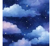 DERUINVAIO Self Adhesive Peel and Stick Wallpaper 58x300cm Soft Purple Blue Clouds Starry Night Sky Wall Paper Roll Waterproof Removable Contact Paper Vinyl Wrap for Furniture Living Room