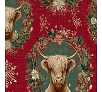 DERUINVAIO Self Adhesive Peel and Stick Wallpaper 58x300cm Warm Christmas Plaid Highland Cows Snowflakes Wall Paper Roll Waterproof Removable Contact Paper Vinyl Wrap for Furniture Living Room