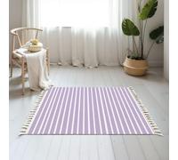 DERUINVAIO Small Cotton Boho Area Rugs Abstract Geometric Art Vibrant Colors Bold Patterns Washable Hessian Bohemian Throw Tassel Printed Woven Rug Carpet for Kids Bedroom Living Room Bathroom