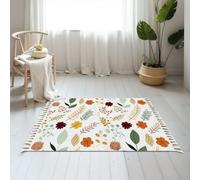 DERUINVAIO Small Cotton Boho Area Rugs floral fall autumn color palette seamless Washable Hessian Bohemian Throw Tassel Printed Woven Rug Carpet for Kids Bedroom Living Room Bathroom