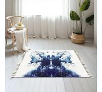 DERUINVAIO Small Cotton Boho Area Rugs rorschach inkblot test subconscious mind pictures Washable Hessian Bohemian Throw Tassel Printed Woven Rug Carpet for Bedroom, Living Room, Bathroom