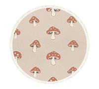 DERUINVAIO Small Round Rugs for Living Room Boho Cute Mushroom Earthy Tones Non-Slip Boho Area Rug Machine Washable Floor Carpets Circle Carpet for Bedroom