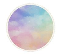DERUINVAIO Small Round Rugs for Living Room Pastel Dreamy Sky Soft Clouds Sparkles Non-Slip Boho Area Rug Machine Washable Floor Carpets Circle Carpet for Kids Bedroom House Warming Gifts