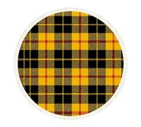 DERUINVAIO Small Round Rugs for Living Room Yellow Black Plaid Red Accents Non-Slip Boho Area Rug Machine Washable Floor Carpets Circle Carpet for Bedroom