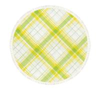 DERUINVAIO Small Round Rugs for Living Room Yellow Green Plaid Diagonal Checkered Non-Slip Boho Area Rug Machine Washable Floor Carpets Circle Carpet for Bedroom