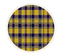 DERUINVAIO Small Round Rugs for Living Room Yellow Purple Tartan Plaid Design Non-Slip Boho Area Rug Machine Washable Floor Carpets Circle Carpet for Bedroom