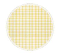 DERUINVAIO Small Round Rugs for Living Room Yellow White Gingham Checkered Design Non-Slip Boho Area Rug Machine Washable Floor Carpets Circle Carpet for Bedroom