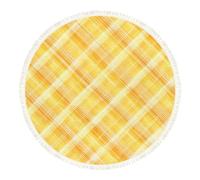 DERUINVAIO Small Round Rugs for Living Room Yellow White Plaid Diagonal Lines Non-Slip Boho Area Rug Machine Washable Floor Carpets Circle Carpet for Bedroom