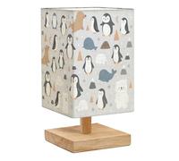 DERUINVAIO Square Bedside Table Lamp Seamless for Baby Girl s boy s Room Polar Animals Small Table Lamp for Bedroom Wooden Base Fabric Shade Dimmable Nightstand Desk Lamps Living Room Men Women Gifts