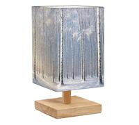 DERUINVAIO Square Bedside Table Lamp Winter Landscape Snowy Birch Trees Small Table Lamp for Bedroom Wooden Base Fabric Shade Dimmable Nightstand Desk Lamps Living Room Men Women Gifts