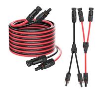 DERUXI 【16FT Solar Cable Kit】 SolarPanels Cable Y Branch Connectors Set, 5M 4mm² PV Panel Extension Cable+2 Pcs 1Y2 Solar Cables 6mm², IP67 Parallel Adapter Type Socket Connector for Home RV PV Panel