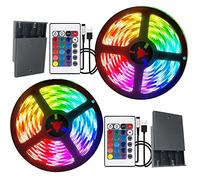 Dervacle Battery Powered Led Strip Lights, 5050 6M/20FT, Flexible Color Changing RGB LED Light Strip, 180 LEDs 5V Battery-Powered with Controller