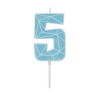 DERVENTA Birthday Candle Big Number 3D Macaron Blue 3.7 inch Party Celebration Anniversary Decoration Cake Topper 1 Piece (Number 5 Macaron Blue)