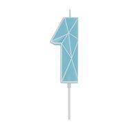 DERVENTA Birthday Candle Big Number 3D Macaron Blue 3.7 inch Party Celebration Anniversary Decoration Cake Topper 1 Piece (Number 1 Macaron Blue)