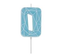 DERVENTA Birthday Candle Big Number 3D Macaron Blue 3.7 inch Party Celebration Anniversary Decoration Cake Topper 1 Piece (Number 0 Macaron Blue)