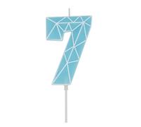 DERVENTA Birthday Candle Big Number 3D Macaron Blue 3.7 inch Party Celebration Anniversary Decoration Cake Topper 1 Piece (Number 7 Macaron Blue)